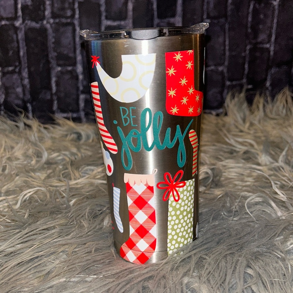 TERVIS Holiday 20 oz Be Jolly Stockings Christmas Stainless Cup w/ Sip Lid  NWT